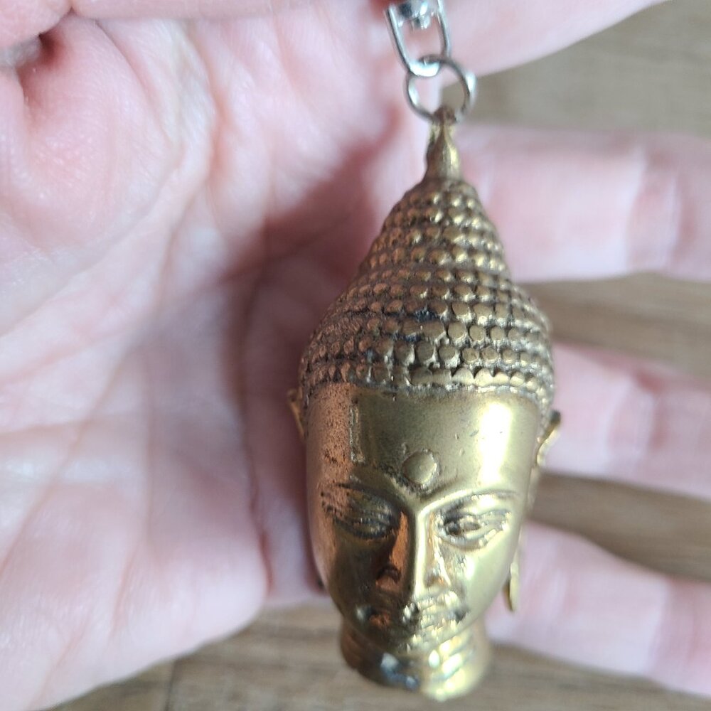 Brass Buddha head keychain or pendant. - Picture 3 of 8